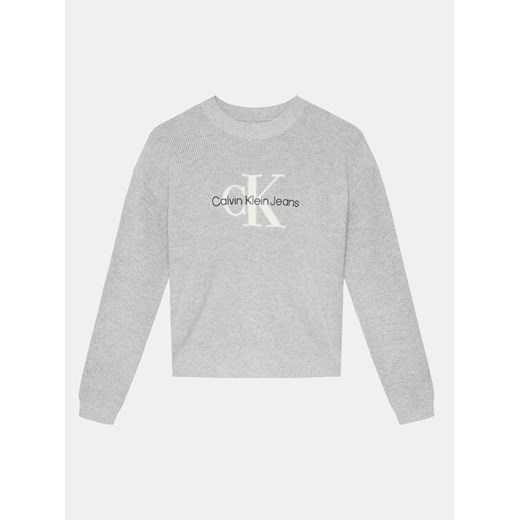 Calvin Klein Jeans Sweter IG0IG02647 Szary Regular Fit ze sklepu MODIVO w kategorii Swetry chłopięce - zdjęcie 182638749