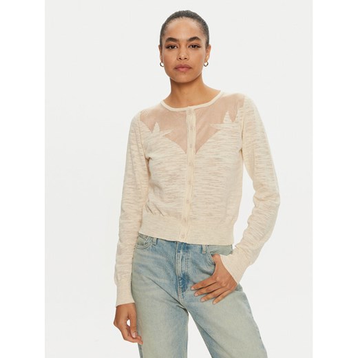 PINKO Kardigan Mask 103551 A1WR Beżowy Regular Fit ze sklepu MODIVO w kategorii Swetry damskie - zdjęcie 182639015