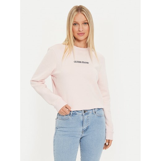 Guess Jeans Bluza W4YQ10 KC811 Różowy Classic Fit ze sklepu MODIVO w kategorii Bluzy damskie - zdjęcie 182639036