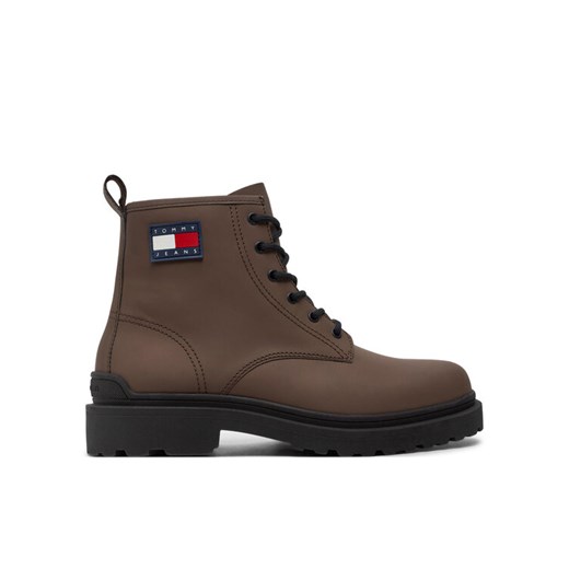 Tommy Jeans Trapery EM0EM01447 Brązowy ze sklepu MODIVO w kategorii Buty zimowe męskie - zdjęcie 182639107