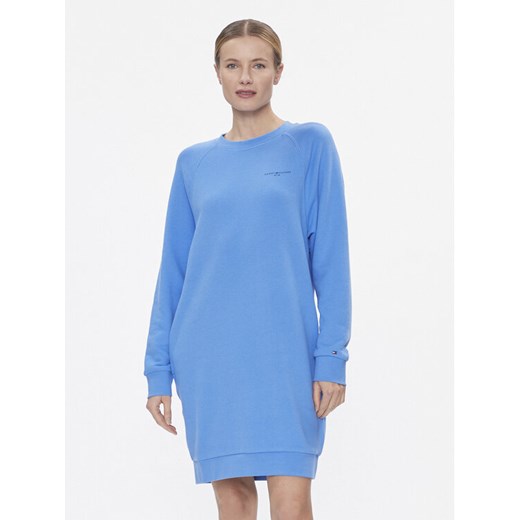 Tommy Hilfiger Sukienka dzianinowa 1985 WW0WW39793 Niebieski Regular Fit ze sklepu MODIVO w kategorii Sukienki - zdjęcie 182639137