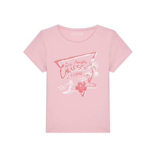 Guess T-Shirt J5GI30 K6YW4 Różowy Regular Fit ze sklepu MODIVO w kategorii Bluzki dziewczęce - zdjęcie 182639237