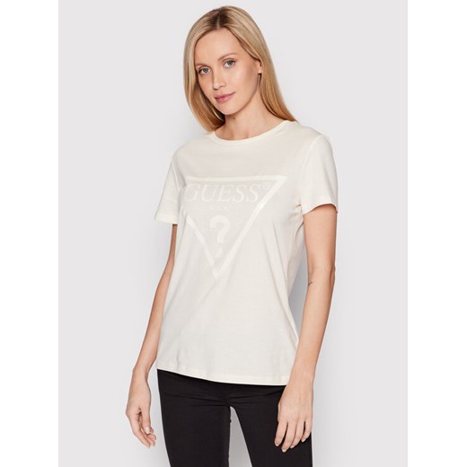 Guess T-Shirt V2YI07 K8HM0 Beżowy Regular Fit ze sklepu MODIVO w kategorii Bluzki damskie - zdjęcie 182639515