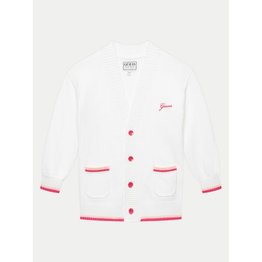 Guess Kardigan J4YR04 Z3GS0 Biały Relaxed Fit ze sklepu MODIVO w kategorii Swetry dziewczęce - zdjęcie 182639646