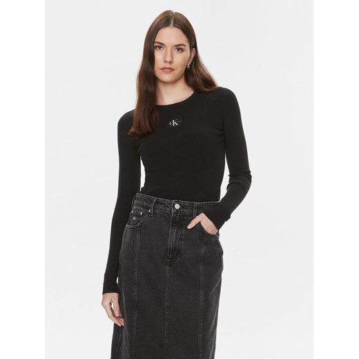 Calvin Klein Jeans Sweter Variegated J20J223233 Czarny Slim Fit ze sklepu MODIVO w kategorii Swetry damskie - zdjęcie 182639735