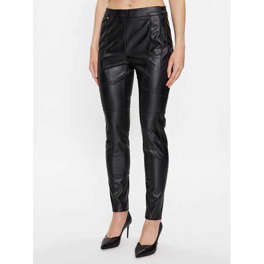 Boss Spodnie z imitacji skóry 50501104 Czarny Slim Fit ze sklepu MODIVO w kategorii Spodnie damskie - zdjęcie 182639927