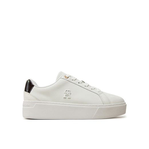 Tommy Hilfiger Sneakersy Th Platform Court Sneaker FW0FW08614 Biały ze sklepu MODIVO w kategorii Buty sportowe damskie - zdjęcie 182639935