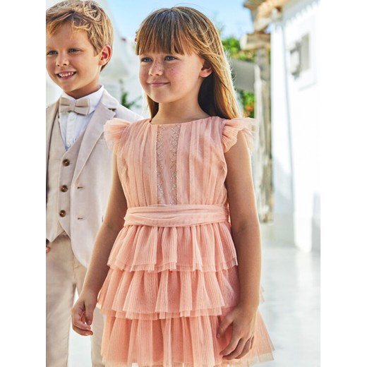 Mayoral Sukienka elegancka 3912 Różowy Regular Fit ze sklepu MODIVO w kategorii Sukienki dziewczęce - zdjęcie 182640008