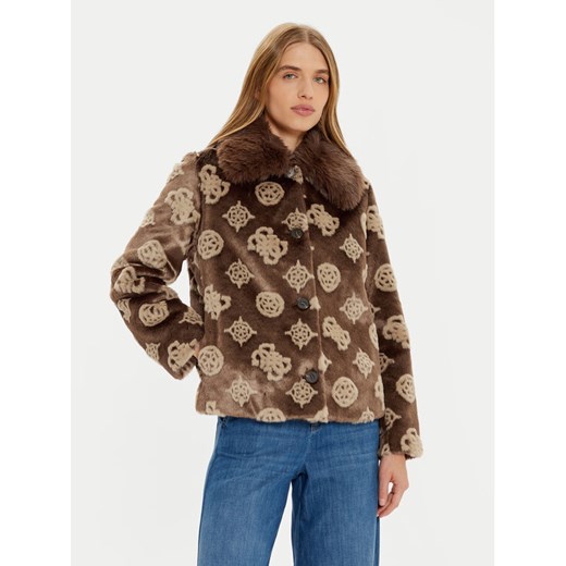 Guess Futro Karine W4BL00 WE9V0 Brązowy Regular Fit ze sklepu MODIVO w kategorii Futra damskie - zdjęcie 182640317