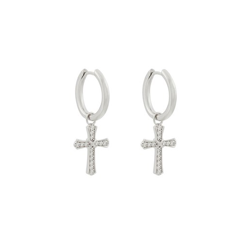 ICED STUFF Kolczyki Sharp Cross Białe złoto ze sklepu MODIVO w kategorii Kolczyki - zdjęcie 182640326