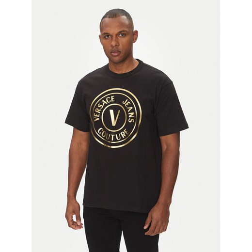 Versace Jeans Couture T-Shirt 78GAHT01 Czarny Regular Fit ze sklepu MODIVO w kategorii T-shirty męskie - zdjęcie 182640329