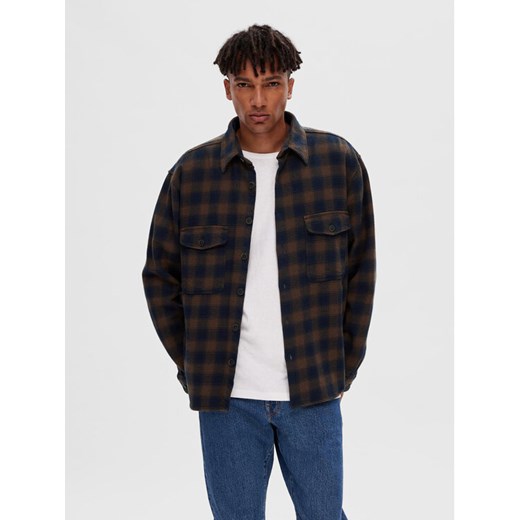 Selected Homme Koszula 16090168 Brązowy Loose Fit ze sklepu MODIVO w kategorii Koszule męskie - zdjęcie 182640389