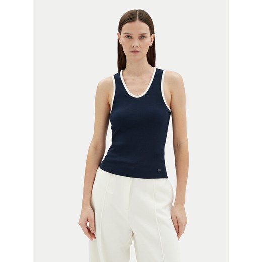 Tommy Hilfiger Top WW0WW44572 Granatowy Slim Fit ze sklepu MODIVO w kategorii Bluzki damskie - zdjęcie 182640719