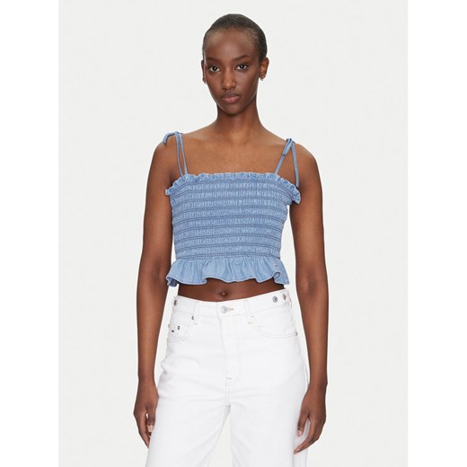 Tommy Jeans Top DW0DW20284 Niebieski Regular Fit ze sklepu MODIVO w kategorii Bluzki damskie - zdjęcie 182641047