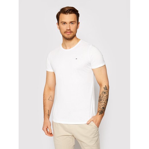 Tommy Jeans T-Shirt Jaspe Biały Slim Fit ze sklepu MODIVO w kategorii T-shirty męskie - zdjęcie 182641127
