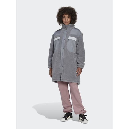 adidas Kurtka przejściowa Sherpa HK5256 Szary Relaxed Fit ze sklepu MODIVO w kategorii Kurtki damskie - zdjęcie 182641178