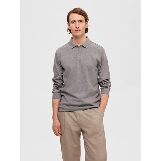 Selected Homme Polo 16090424 Szary Slim Fit ze sklepu MODIVO w kategorii T-shirty męskie - zdjęcie 182641259