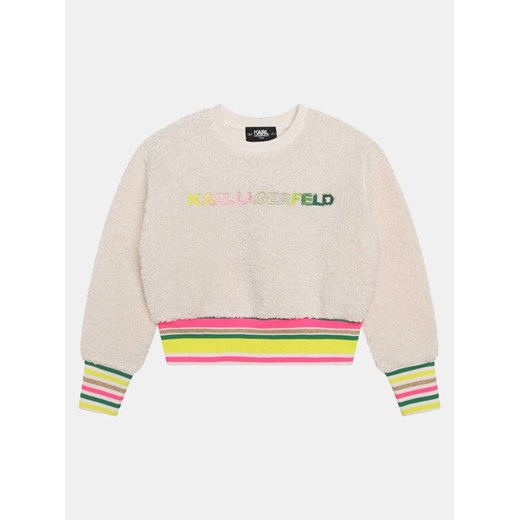 Karl Lagerfeld Kids Bluza Z15460 S Écru Regular Fit ze sklepu MODIVO w kategorii Bluzy dziewczęce - zdjęcie 182641579
