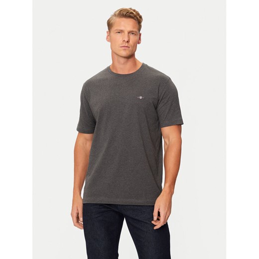 Gant T-Shirt Shield 2003184 Szary Regular Fit ze sklepu MODIVO w kategorii T-shirty męskie - zdjęcie 182641726