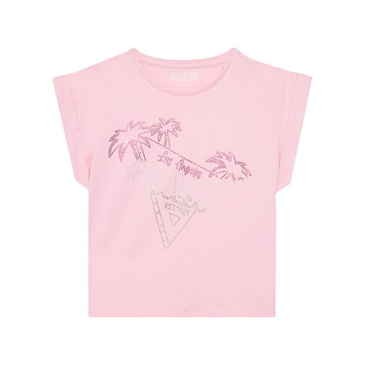 Guess T-Shirt J5GI32 K8HM4 Różowy Regular Fit ze sklepu MODIVO w kategorii Bluzki dziewczęce - zdjęcie 182641745