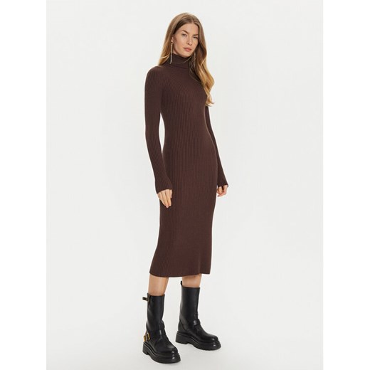 TWINSET Sukienka dzianinowa 242TT3062 Brązowy Slim Fit ze sklepu MODIVO w kategorii Sukienki - zdjęcie 182641945