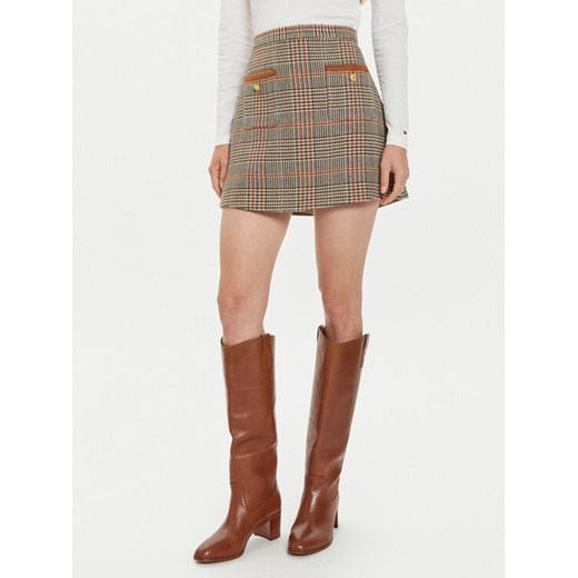 Tommy Hilfiger Spódnica mini WW0WW43013 Brązowy Regular Fit ze sklepu MODIVO w kategorii Spódnice - zdjęcie 182642369