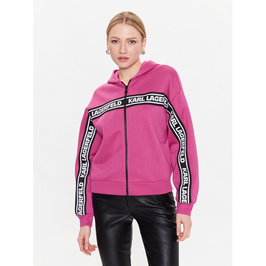 KARL LAGERFELD Bluza Double 226W1806 Różowy Regular Fit ze sklepu MODIVO w kategorii Bluzy damskie - zdjęcie 182642387