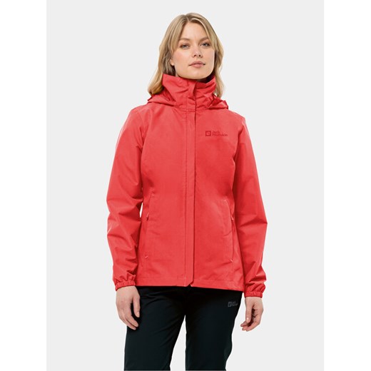 Jack Wolfskin Kurtka przeciwdeszczowa Stormy Point 1111202 Czerwony Regular Fit ze sklepu MODIVO w kategorii Kurtki damskie - zdjęcie 182642499