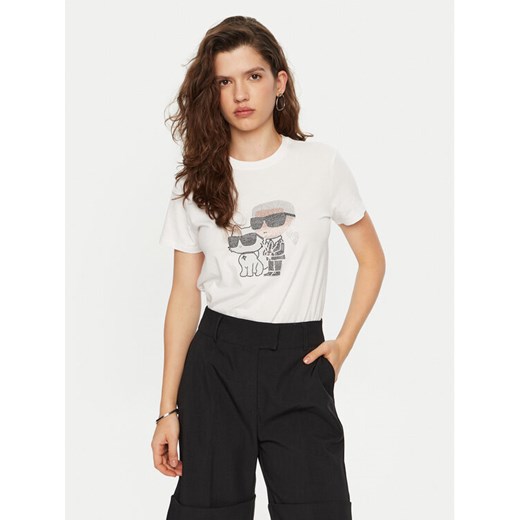 KARL LAGERFELD T-Shirt A1W17131 Biały Regular Fit ze sklepu MODIVO w kategorii Bluzki damskie - zdjęcie 182642527