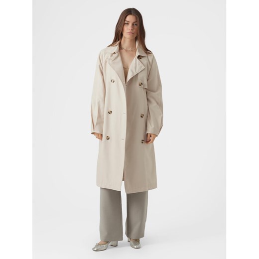 Vero Moda Trencz Doreen 10301287 Écru Regular Fit ze sklepu MODIVO w kategorii Płaszcze damskie - zdjęcie 182642606