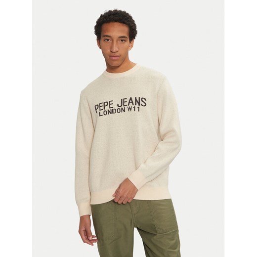 Pepe Jeans Sweter Cardin PM702466 Écru Regular Fit ze sklepu MODIVO w kategorii Swetry męskie - zdjęcie 182642608