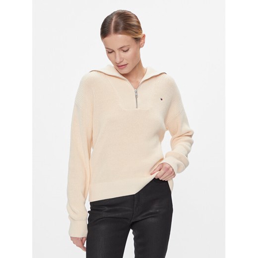 Tommy Hilfiger Sweter Co Cardi Stitch 1/2 Zip Swt WW0WW42420 Żółty Regular Fit ze sklepu MODIVO w kategorii Swetry damskie - zdjęcie 182642846