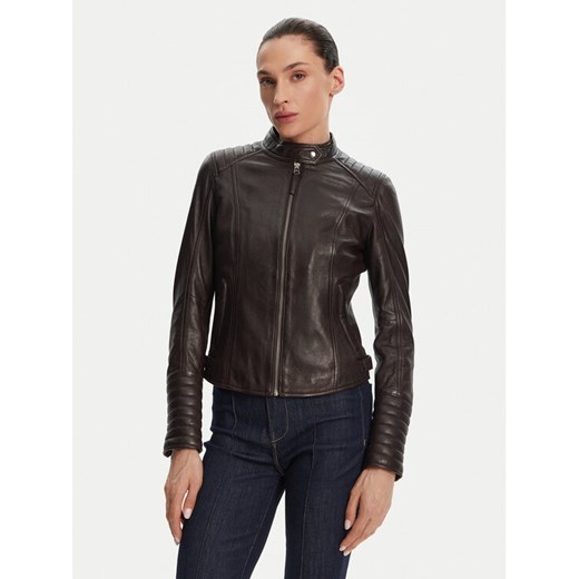 Serge Pariente Kurtka skórzana Louise Brązowy Slim Fit ze sklepu MODIVO w kategorii Kurtki damskie - zdjęcie 182642875