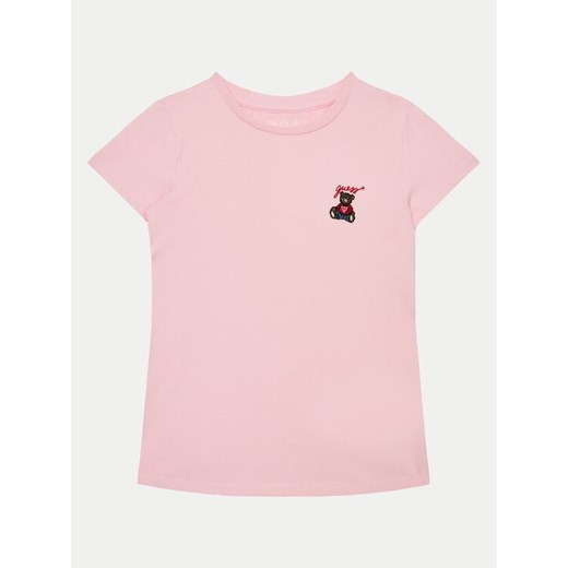 Guess T-Shirt J5RI44 J1314 Różowy Regular Fit ze sklepu MODIVO w kategorii Bluzki dziewczęce - zdjęcie 182642895