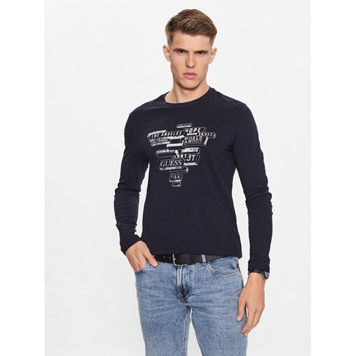 Guess T-Shirt M3YI25 J1314 Granatowy Slim Fit ze sklepu MODIVO w kategorii T-shirty męskie - zdjęcie 182643005