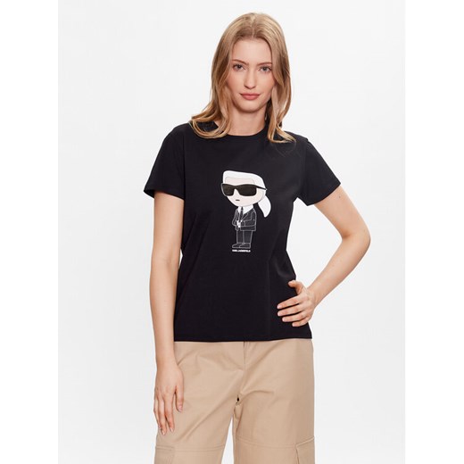 KARL LAGERFELD T-Shirt Ikonik 2.0 230W1700 Czarny Regular Fit ze sklepu MODIVO w kategorii Bluzki damskie - zdjęcie 182643129