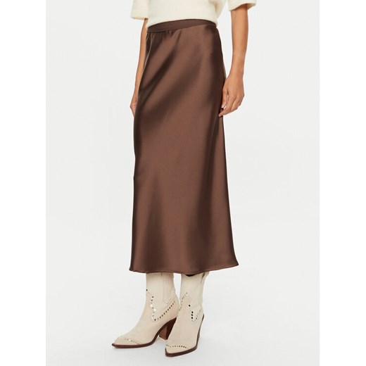 Gina Tricot Spódnica midi 23423 Brązowy Regular Fit ze sklepu MODIVO w kategorii Spódnice - zdjęcie 182643209