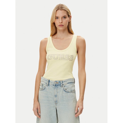 Guess Top W5GP29 KA0H1 Żółty Regular Fit ze sklepu MODIVO w kategorii Bluzki damskie - zdjęcie 182643318