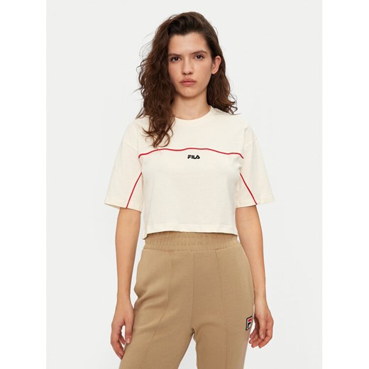 Fila T-Shirt Loobu FAW0908 Écru Regular Fit ze sklepu MODIVO w kategorii Bluzki damskie - zdjęcie 182643346
