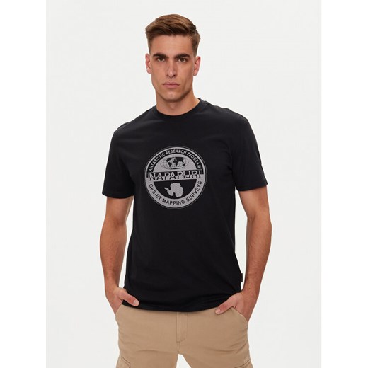 Napapijri T-Shirt S-Bollo NP0A4I3C Czarny Regular Fit ze sklepu MODIVO w kategorii T-shirty męskie - zdjęcie 182643447