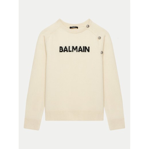Balmain Sweter BV9B00-Z2409 Écru Regular Fit ze sklepu MODIVO w kategorii Swetry chłopięce - zdjęcie 182643448
