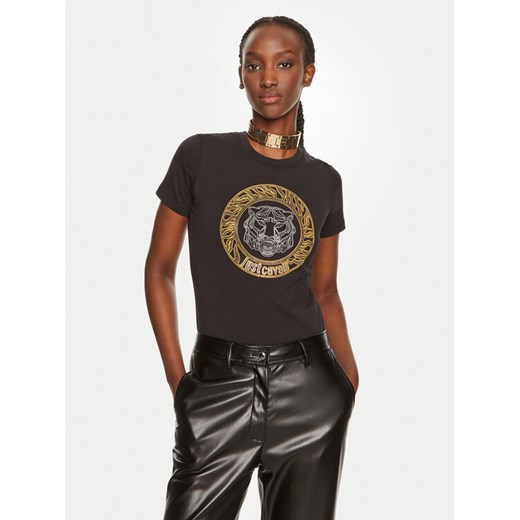 Just Cavalli T-Shirt 76PAHE08 Czarny Slim Fit ze sklepu MODIVO w kategorii Bluzki damskie - zdjęcie 182643739