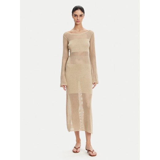 Fracomina Sukienka dzianinowa FS25SD5004K514O7 Beżowy Slim Fit ze sklepu MODIVO w kategorii Sukienki - zdjęcie 182643829
