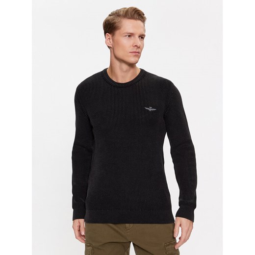 Aeronautica Militare Sweter 232MA1482L512 Czarny Regular Fit ze sklepu MODIVO w kategorii Swetry męskie - zdjęcie 182643837