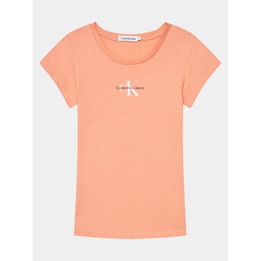 Calvin Klein Jeans T-Shirt Micro Monogram IG0IG01470 Różowy Slim Fit ze sklepu MODIVO w kategorii Bluzki dziewczęce - zdjęcie 182644027