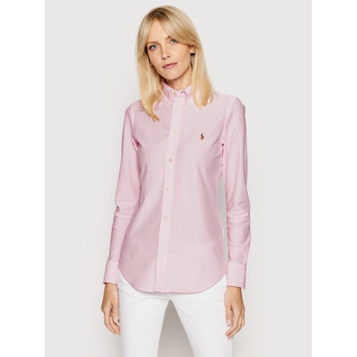 Polo Ralph Lauren Koszula Oxford 211664416 Różowy Slim Fit ze sklepu MODIVO w kategorii Koszule damskie - zdjęcie 182644036