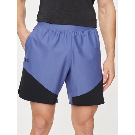 Under Armour Szorty sportowe Ua Peak Woven Hybrid Short 1383348-561 Niebieski Fitted Fit ze sklepu MODIVO w kategorii Spodenki męskie - zdjęcie 182644067