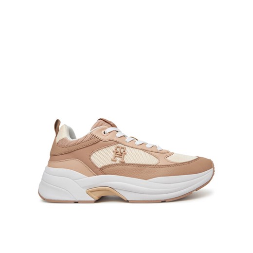 Tommy Hilfiger Sneakersy Th Chunky Runner FW0FW08474 Beżowy ze sklepu MODIVO w kategorii Buty sportowe damskie - zdjęcie 182644145