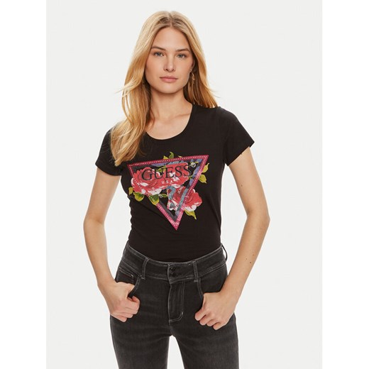 Guess T-Shirt W4YI71 J1314 Czarny Regular Fit ze sklepu MODIVO w kategorii Bluzki damskie - zdjęcie 182644327
