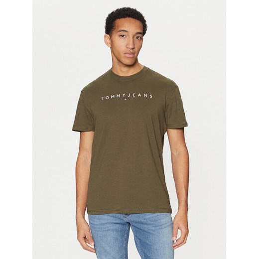 Tommy Jeans T-Shirt Linear Logo DM0DM20744 Zielony Regular Fit ze sklepu MODIVO w kategorii T-shirty męskie - zdjęcie 182644357